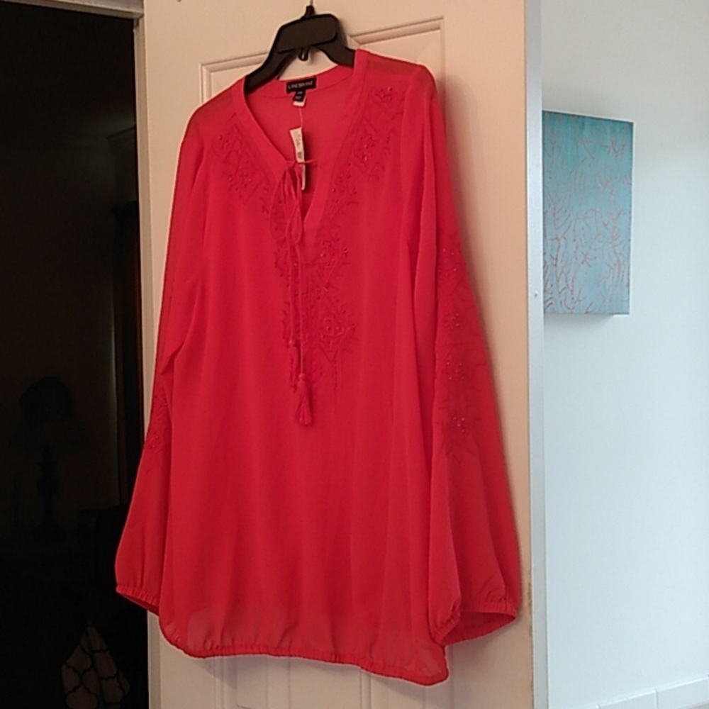 Lane Bryant BOHO Peasent Embellished Long Sleeve Blouse Top
